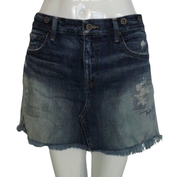 RALPH LAUREN POLO Skirt, 30, Denim Mini, Pockets, Distressed, Cutoff, Zipper fly - Picture 1 of 11